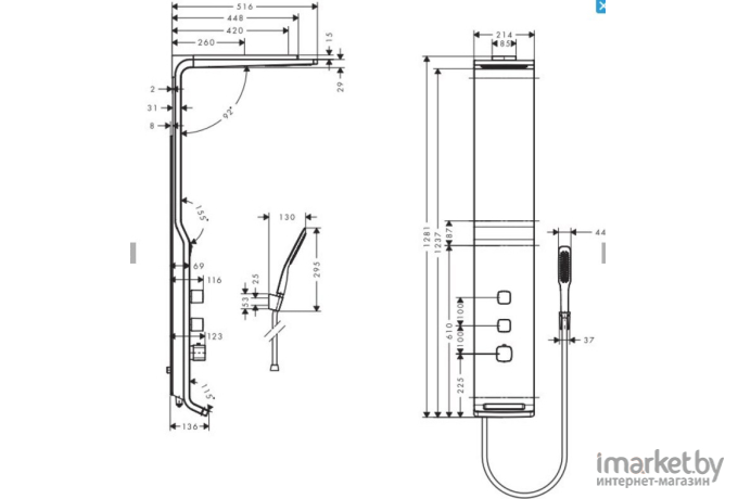 Душевая панель Hansgrohe Raindance Lift (27008400)