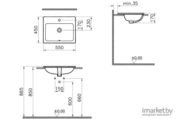 Умывальник Vitra S20 55x45 [5465B003-0001]