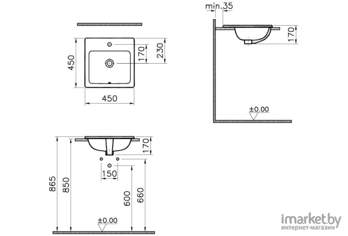 Умывальник Vitra S20 55x45 [5465B003-0001]