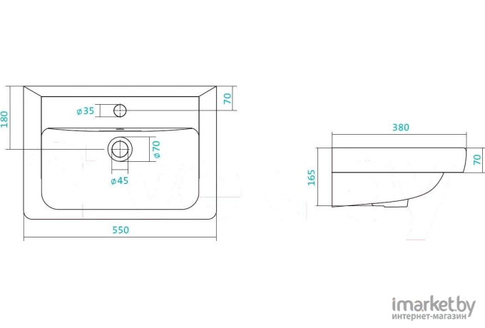 Умывальник Santek Тигода-55 55x38 [1.WH30.2.127]