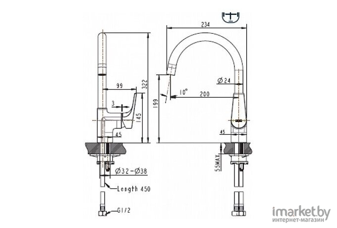 Смеситель Bravat Vega F7119177CP-3