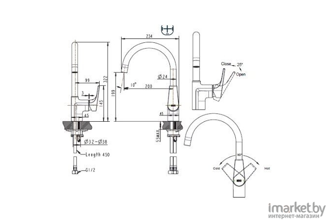 Смеситель Bravat Vega F7119177CP-3