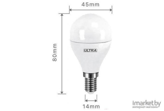 Светодиодная лампа Ultra LED G45 E14 5 Вт 4000 К [LEDG455WE144000K]