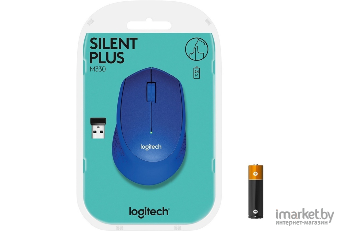 Мышь Logitech М330 Silent Plus синий (910-004910)