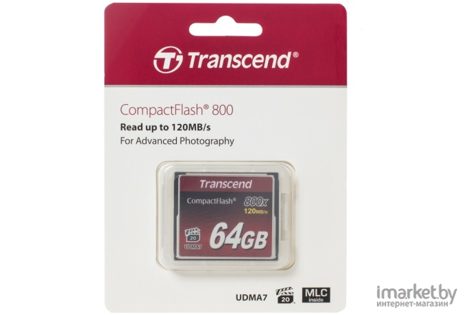 Карта памяти Transcend 800x CompactFlash Premium 64GB (TS64GCF800)