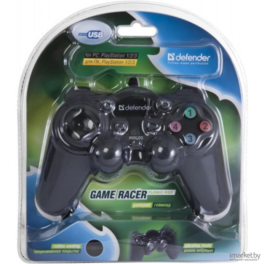 Геймпад Defender Game Racer Turbo RS3 USB-PS2/3 [64251] купить в Минске с  ценами в рассрочку