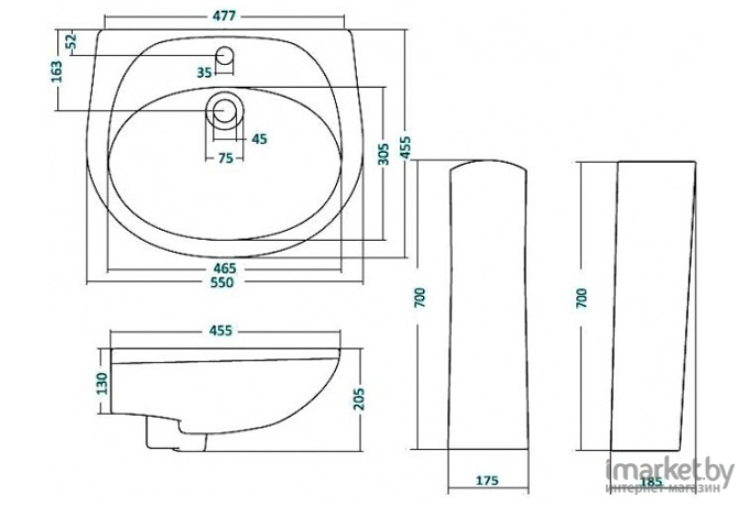 Умывальник Santek Бриз 55x45.5 (1WH110460)