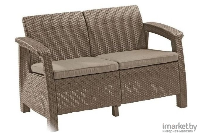 Садовый диван Keter Corfu II Love Seat коричневый