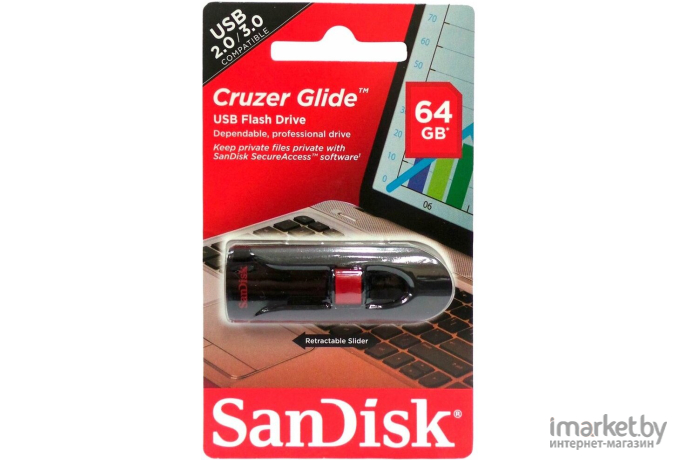 USB Flash SanDisk Cruzer Glide 256GB (черный) [SDCZ600-256G-G35]