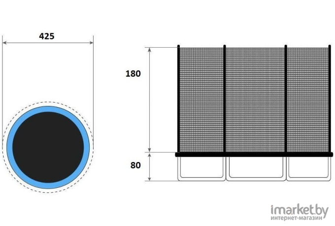 Батут Fitness Trampoline Extreme 10 ft-312 см с защитной сеткой и лестницей