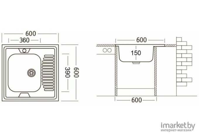 Кухонная мойка Ukinox STD600.600-5C 0L