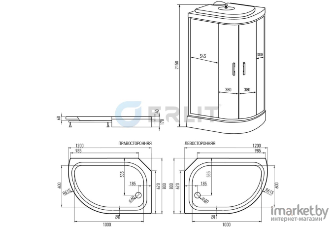 Душевая кабина Erlit ER3512PL-C4 120x80