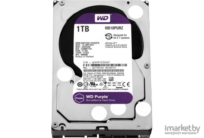 Жесткий диск WD Purple 1TB [WD10PURZ]