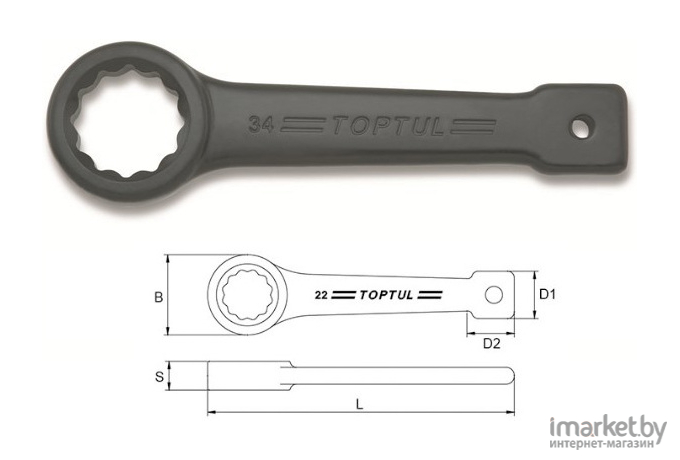 Ключ ударно-силовой накидной Toptul AAAR7575 1 предмет