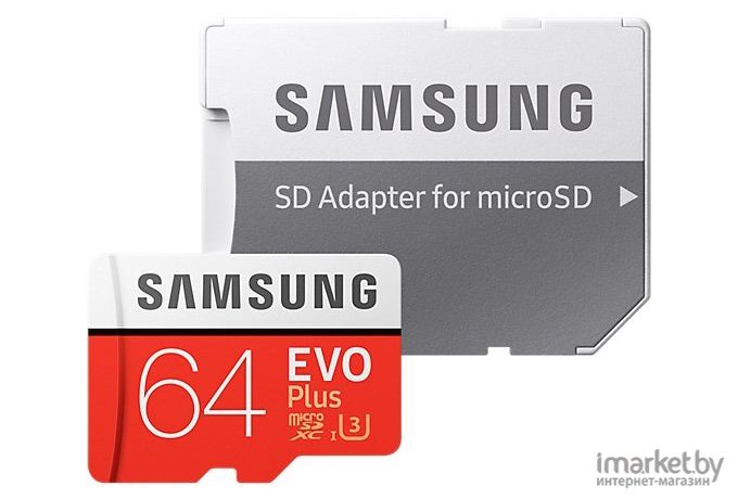 Карта памяти Samsung EVO+ microSDXC 64GB + адаптер [MB-MC64GA]