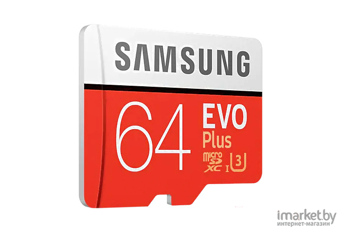 Карта памяти Samsung EVO+ microSDXC 64GB + адаптер [MB-MC64GA]