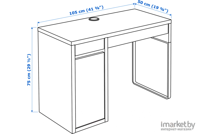 Письменный стол Ikea Микке (черный/коричневый) [203.739.18]