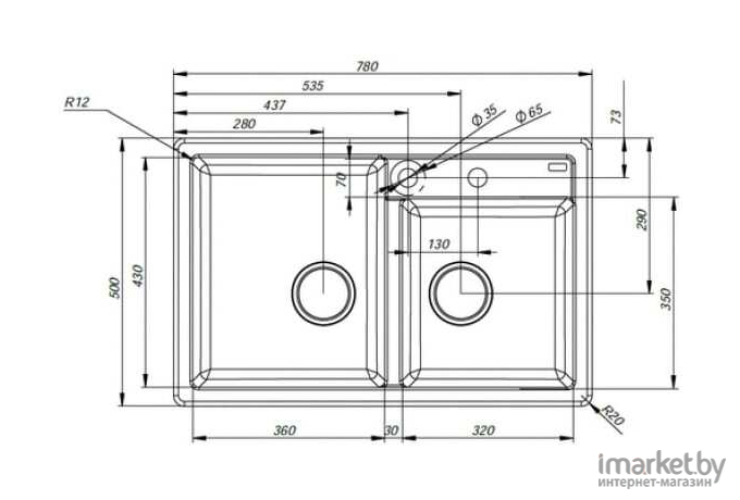 Кухонная мойка IDDIS Vane G V24S782i87