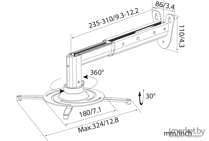 Кронштейн CACTUS CS-VM-PR05B-AL