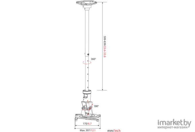 Кронштейн CACTUS CS-VM-PR01L-AL