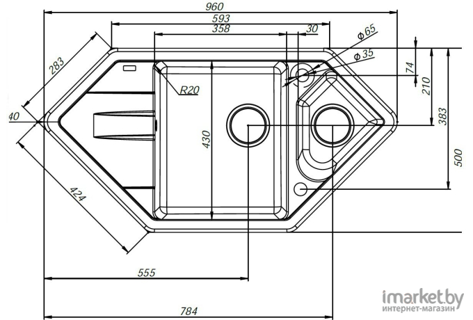 Кухонная мойка IDDIS Vane G V28P965i87