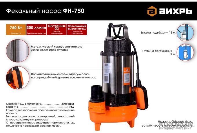 Насос Вихрь ФН-750