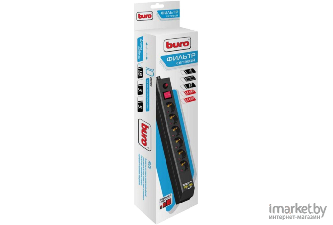 Сетевой фильтр Buro BU-SP1.8-USB-2A-B