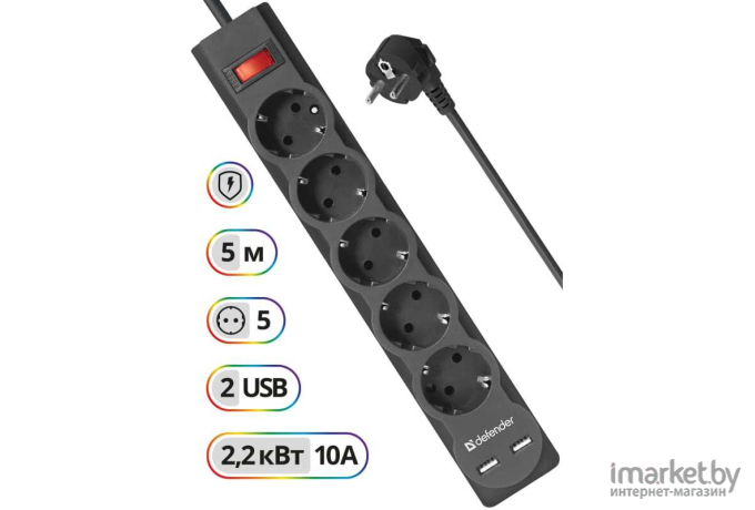 Сетевой фильтр Defender DFS 755