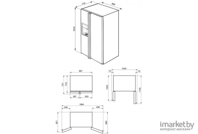 Холодильник Smeg SBS8004P