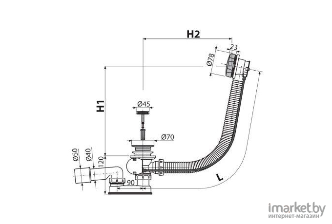 Сифон Alcaplast A55K-100