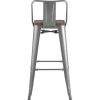 Стул Stool Group Tolix серебристый матовый/темное дерево [YD-H765E-W YG-15]