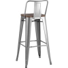 Стул Stool Group Tolix серебристый матовый/темное дерево [YD-H765E-W YG-15]