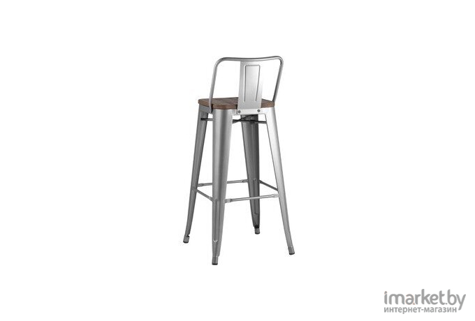 Стул Stool Group Tolix серебристый матовый/темное дерево [YD-H765E-W YG-15]