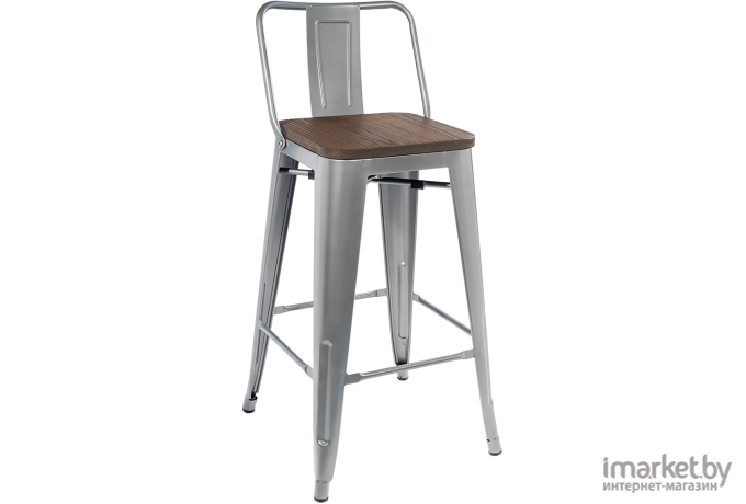 Стул Stool Group Tolix серебристый матовый/темное дерево [YD-H765E-W YG-15]