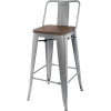 Стул Stool Group Tolix серебристый матовый/темное дерево [YD-H765E-W YG-15]