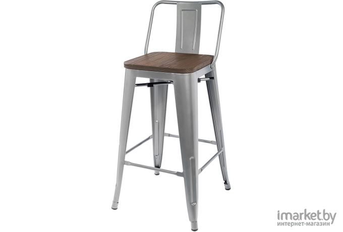 Стул Stool Group Tolix серебристый матовый/темное дерево [YD-H765E-W YG-15]