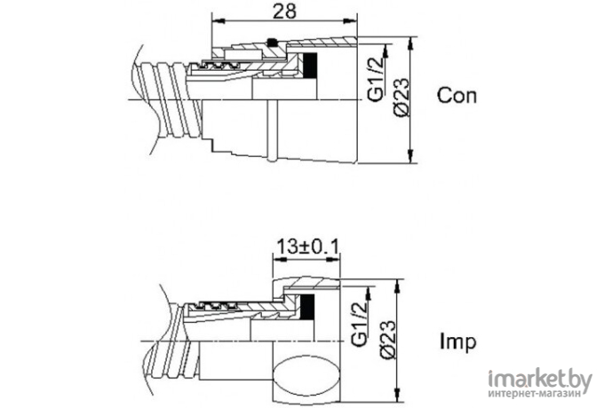 Душевой шланг Rubineta Imp/Konus 200 600026