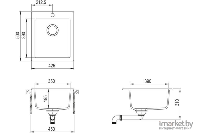 Кухонная мойка Aquasanita Simplex SQS100W (silica 111)