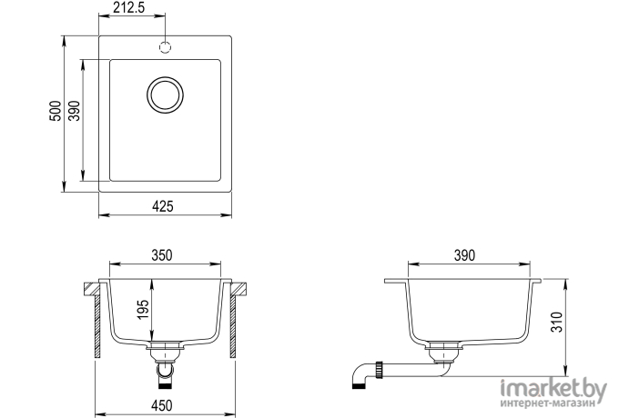 Кухонная мойка Aquasanita Simplex SQS100W (silica 111)