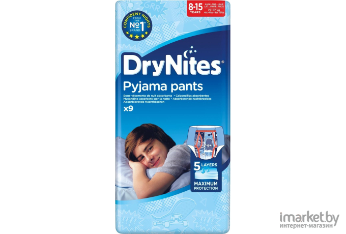 Подгузники-трусики Huggies DryNites 8-15 лет для мальчиков (9шт)
