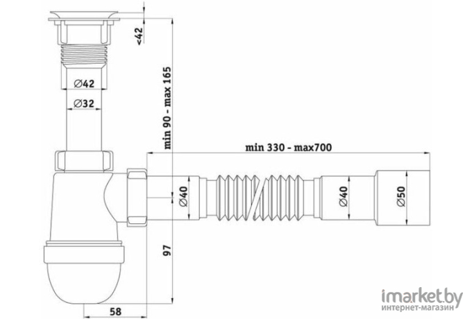 Сифон для умывальника Анипласт Варяг C5015