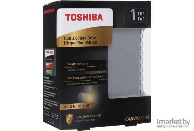 Внешний жесткий диск Toshiba HDTD310ES3DA серебро
