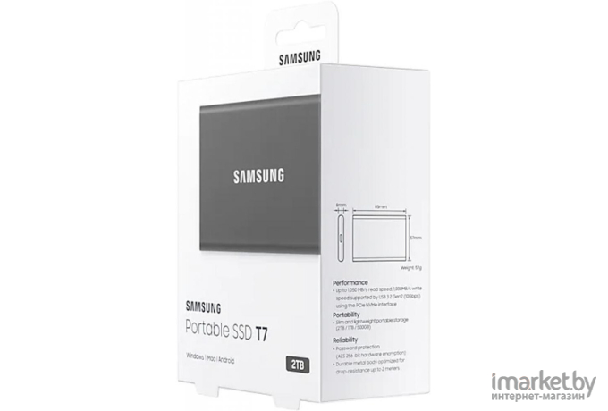 Внешний SSD Samsung T7 Touch USB3.2  2 TБ черный [MU-PC2T0T/WW]