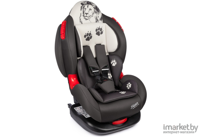 Детское автокресло SIGER Кокон Isofix лев серый бежевый (KRES3596)